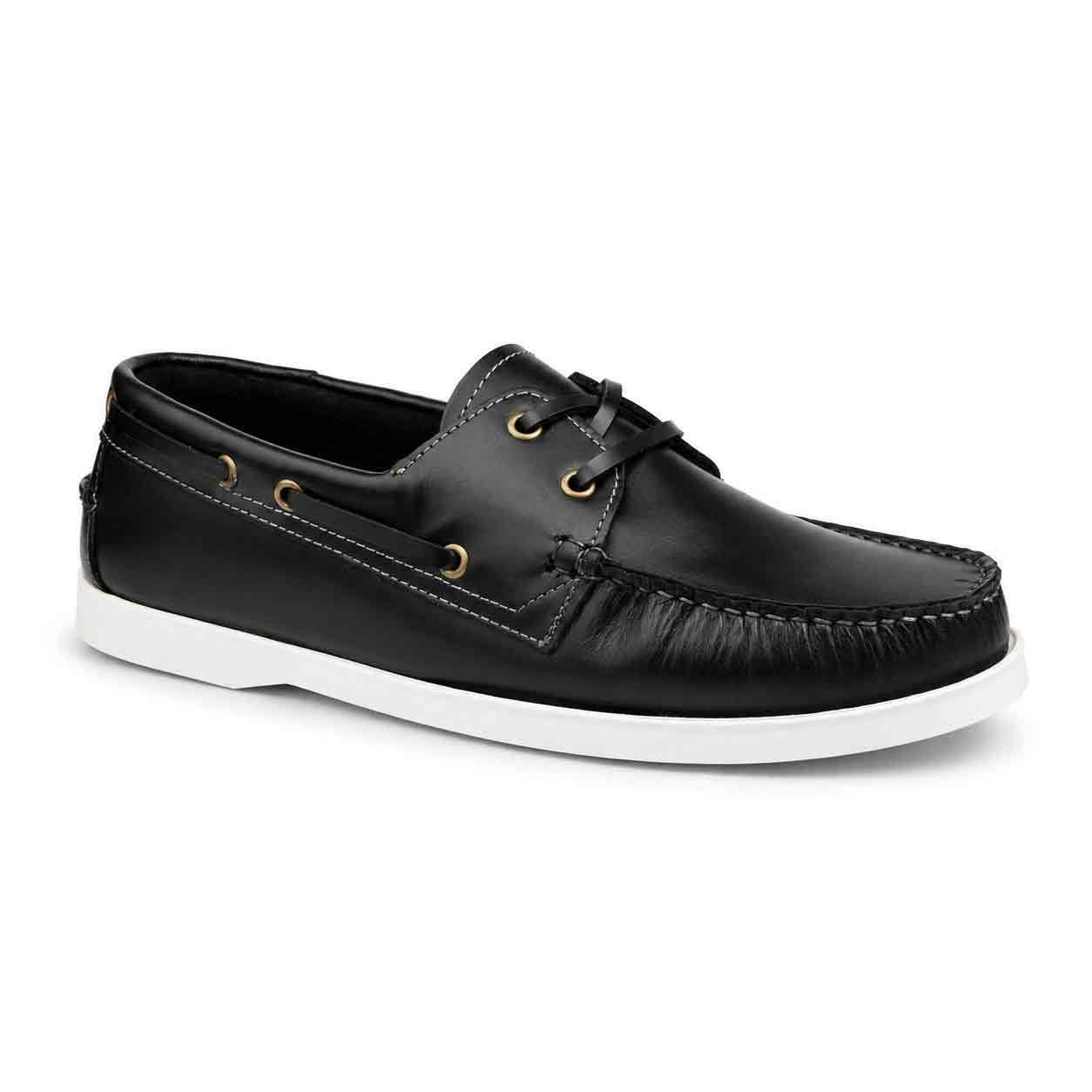 chaussure bateaux homme SEB02 noir cuir  Mocassin homme Maroc
